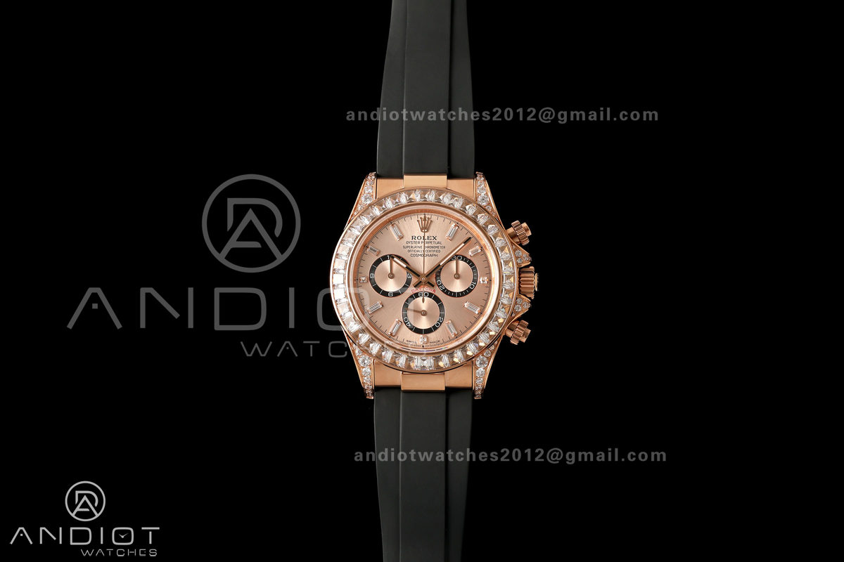 Daytona 126535 Gain Weight Diamond Bezel QF RG Dial T Diamond Marker On Oysterflex Strap SH4131 (Free Sprung)
